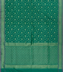 Green Handwoven Uppada Weave Silk Saree With Floral Vine Motifs & Zari Border-Green