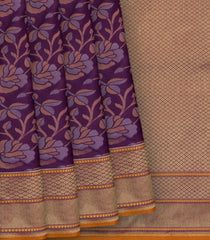 Purple Banarasi Silk Saree With Floral Vine Motifs