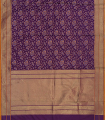 Purple Banarasi Silk Saree With Floral Vine Motifs