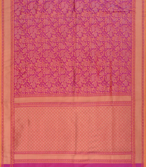 Hot Pink Handwoven Uppada Weave Silk Saree With Floral Motifs & Zari Border-Hot Pink