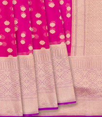 Pink Banarasi Khaddi Georgette Saree With Kamalam Motifs-Pink