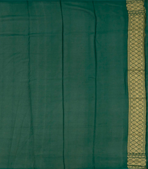 Dark Green Banarasi Khaddi Georgette Saree With Floral Motifs-Dark Green