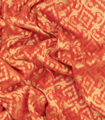 Orange Banarasi Khaddi Georgette Saree With Vine Motifs-Orange