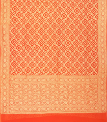 Orange Banarasi Khaddi Georgette Saree With Vine Motifs-Orange