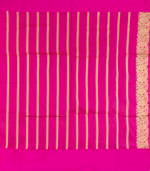 White Banarasi Silk Saree With Pink Border-White