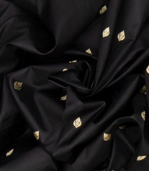 Black Banarasi Silk Saree With Floral Motifs-Black