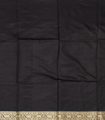 Black Banarasi Silk Saree With Floral Motifs-Black