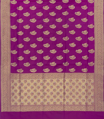 Magenta Handwoven Banarasi Silk Saree With Floral Butta-Pink