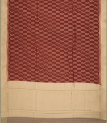 Maroon Handloom Banarasi Silk Cotton Saree With Broken Stripes-Maroon