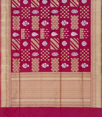 Pink Handloom Banarasi Silk Saree With Moghul Flower Butta & Zari Border-Pink