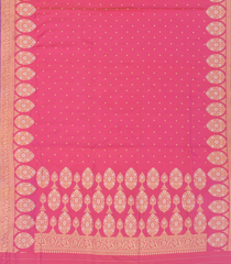 Bubble Gum Pink Handloom Banarasi Silk Saree With Moghul Flower Motifs-BubbleGum Pink