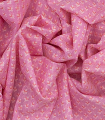 Bubble Gum Pink Handloom Banarasi Cotton Saree With Floral Motifs-BubbleGum Pink