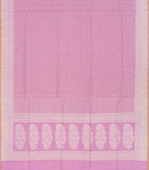 Bubble Gum Pink Handloom Banarasi Cotton Saree With Floral Motifs-BubbleGum Pink