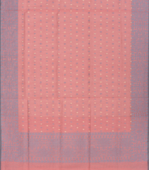 Dusty Pink Handloom Banarasi Cotton Saree With Floral Grey Border-Dusty Pink