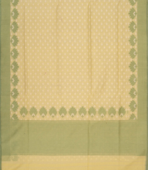 Sandal Handloom Banarasi Cotton Saree With Floral Motifs-Sandal