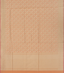 Peach Handloom Banarasi Cotton Saree With Diagonal Vine Motifs