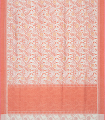 Sandal Handloom Banarasi Cotton Saree With Floral Vine Motifs-Sandal