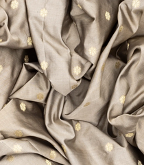 Taupe Handloom Banarasi Silk Saree With Kamalam Buttas-Taupe