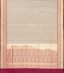 Taupe Handloom Banarasi Silk Saree With Kamalam Buttas-Taupe