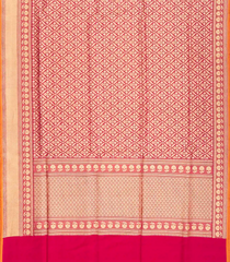 Pink Handloom Banarasi Silk Saree With Floral Motifs-Pink