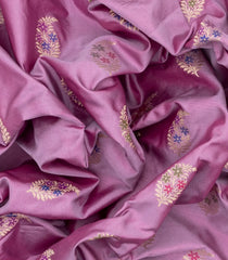 Lavender Handloom Banarasi Silk Saree With Meena Buttas-Lavander