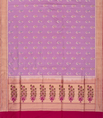 Lavender Handloom Banarasi Silk Saree With Meena Buttas-Lavander