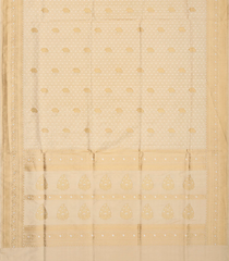 Cream Handloom Banarasi Tissue Silk Saree With Mango Motifs-Cream