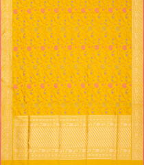 Mustard Handloom Banarasi Silk Saree With Meena Floral Motifs-Mustard