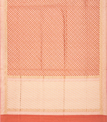 Peach Handloom Banarasi Cotton Saree With Triangle Motifs-Peach