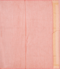 Peach Handloom Banarasi Cotton Saree With Triangle Motifs-Peach