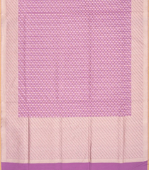 Purple Handloom Banarasi Cotton Saree With Floral Motifs-Purple