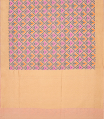 Baby Pink Handloom Banarasi Cotton Saree With Meenakari Motifs-Baby Pink