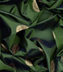 Leafy Green Handloom Banarasi Silk Saree With Floral Buttas-Leaf Green