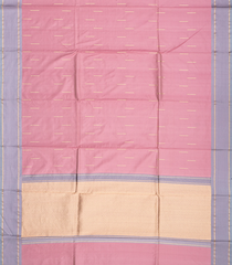 Dusty Pink Handloom Banarasi Silk Saree With Stripe Buttas-Dusty Pink