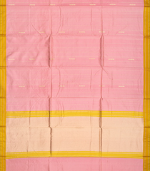 Baby Pink Handloom Banarasi Silk Saree With Dotted Stripes-Baby Pink