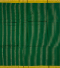 Dark Green Handloom Banarasi Silk Saree With Dotted Stripes-Dark Green