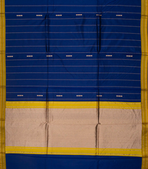 Blue Handloom Banarasi Silk Saree With Dotted Stripes-Blue