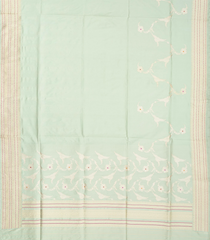 Pista Green Handloom Banarasi Silk Saree With Floral Meena Motifs-Pista Green