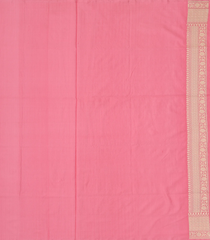 Peach Handloom Banarasi Silk Saree With Floral Motifs-Peach