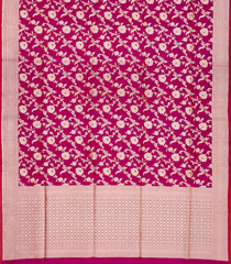 Pink Handloom Banarasi Silk Saree With Floral Motifs-Pink