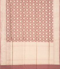 Dusty Pink Handloom Banarasi Silk Saree With Floral Motifs-Dusty Pink