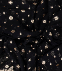 Black Handloom Banarasi Khaddi Georgette Saree With Floral Motifs-Black