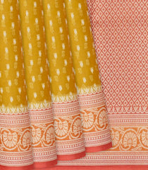 Mustard Handwoven Banarasi Organza Saree With Diamond Buttas-Mustard