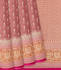 Dusty Pink Handwoven Banarasi Organza Saree With Diamond Buttas-Dusty Pink