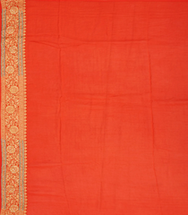 Red Banarasi Khaddi Georgette Saree With Floral Motifs-Red