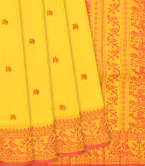 Yellow Handloom Bengal Cotton With Floral Buttas-Yellow