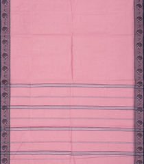 Bubble-gum Pink Bengal Cotton Saree With Mango Motifs In  Border-BubbleGum Pink