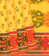 Yellow Bengal Cotton Saree With Floral Motifs-Yellow