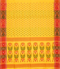 Yellow Bengal Cotton Saree With Floral Motifs-Yellow