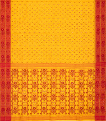 Yellow Bengal Cotton Saree With Floral Motifs-Yellow